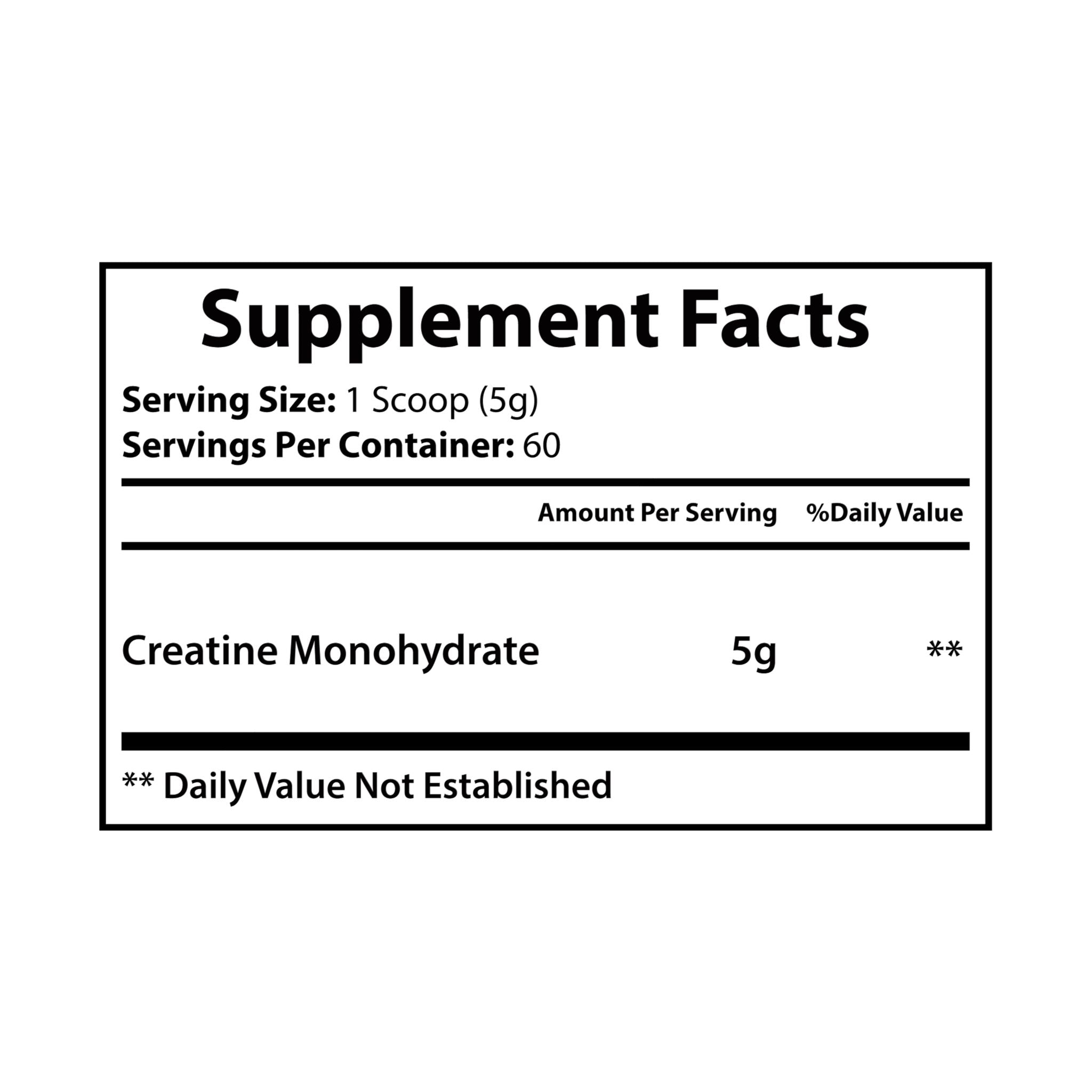 Creatine Monohydrate Supplement (300g, 10.58oz, 60 Servings)